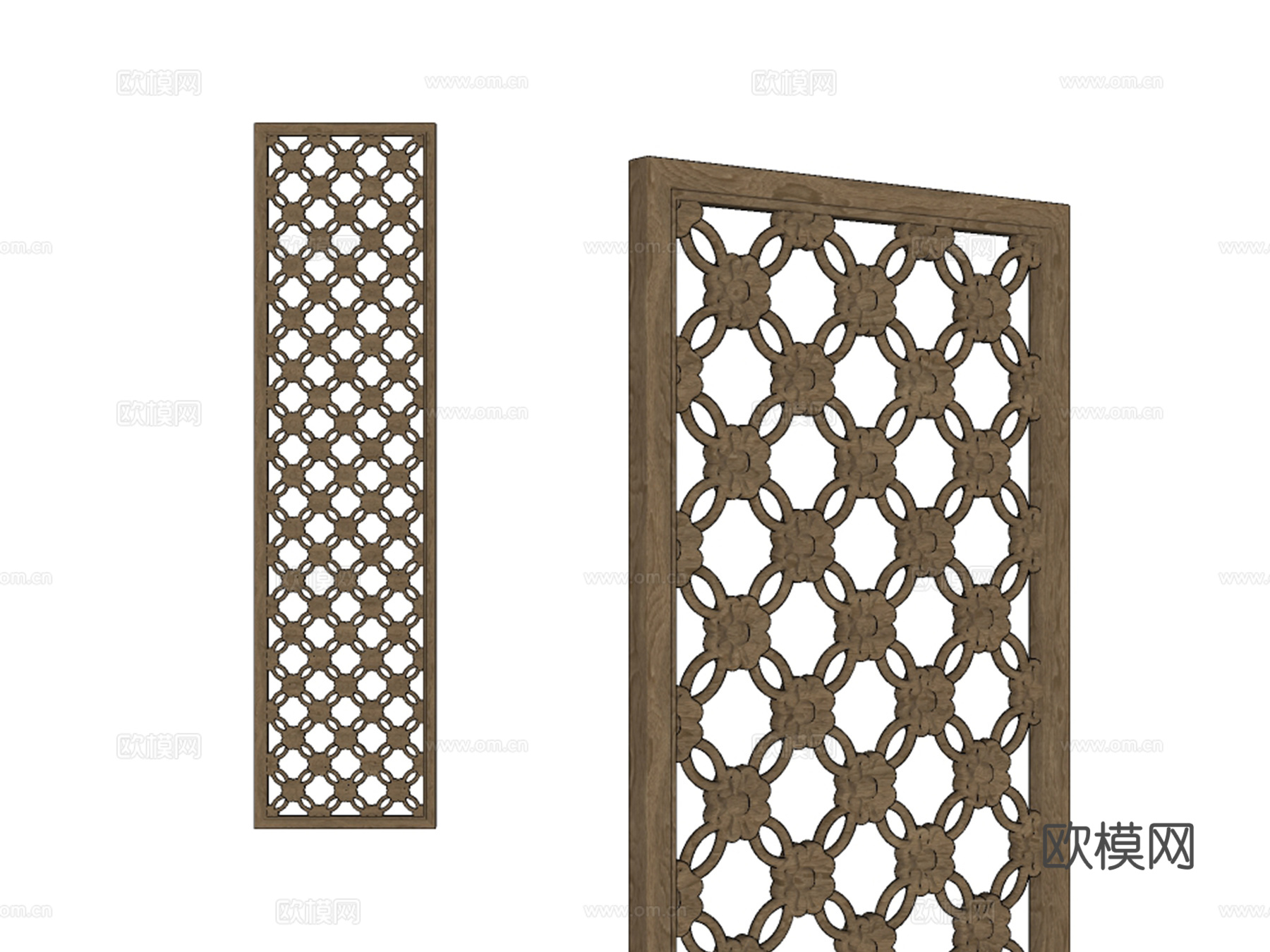 中式镂空雕花隔断屏风su模型