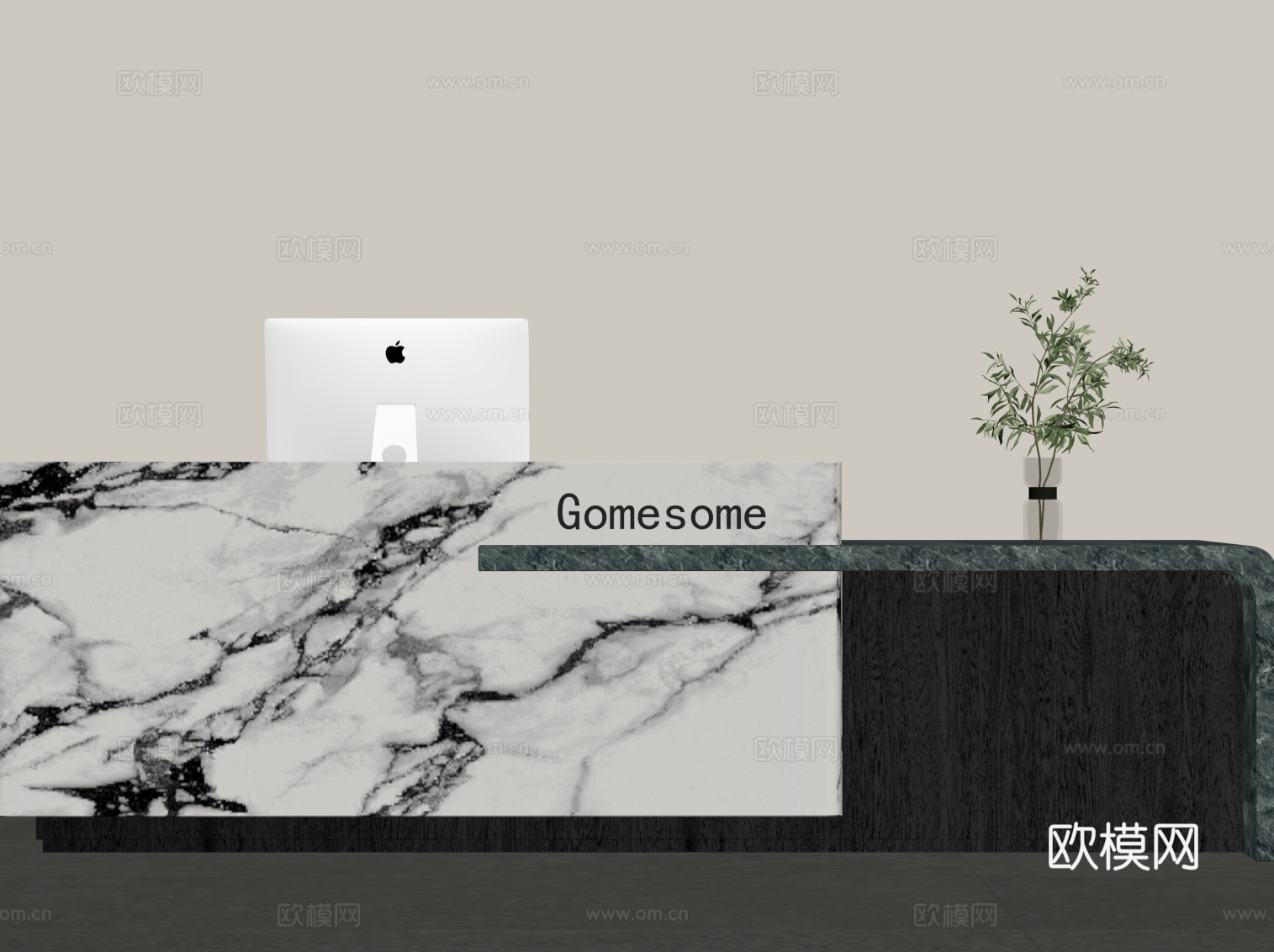 现代意式前台 接待台 招待台su模型下载（渲染图2）