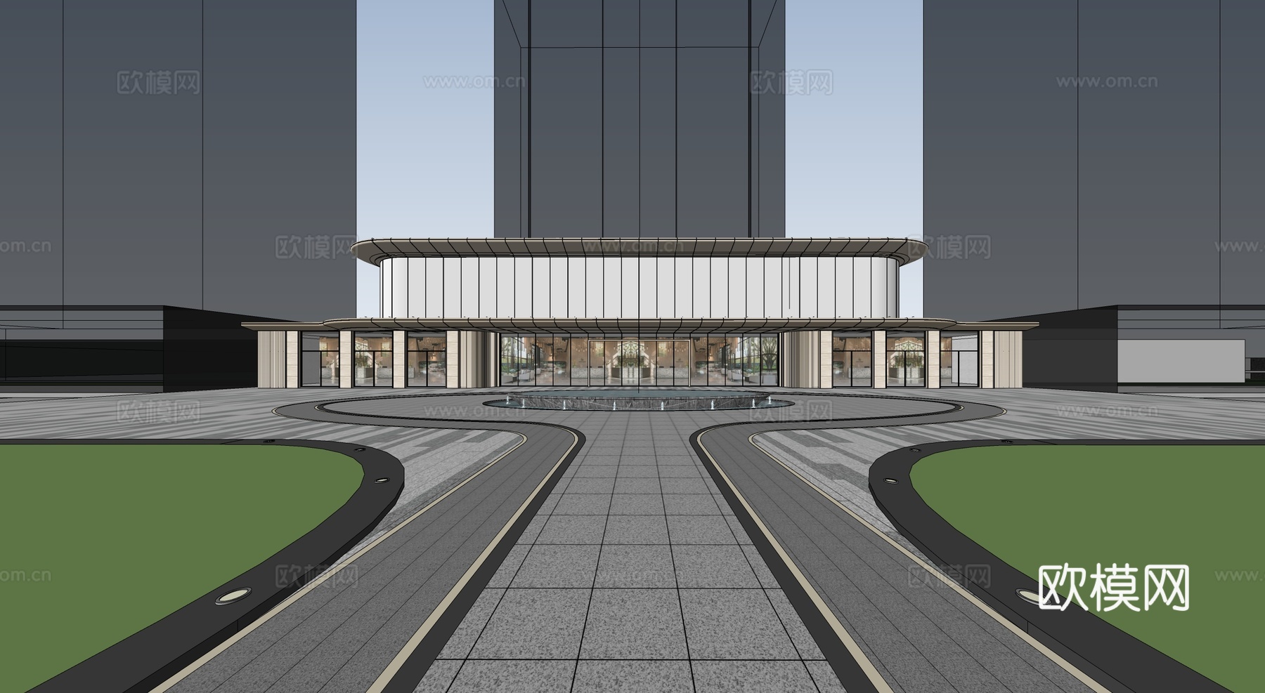 现代售楼处建筑 售楼部建筑su模型