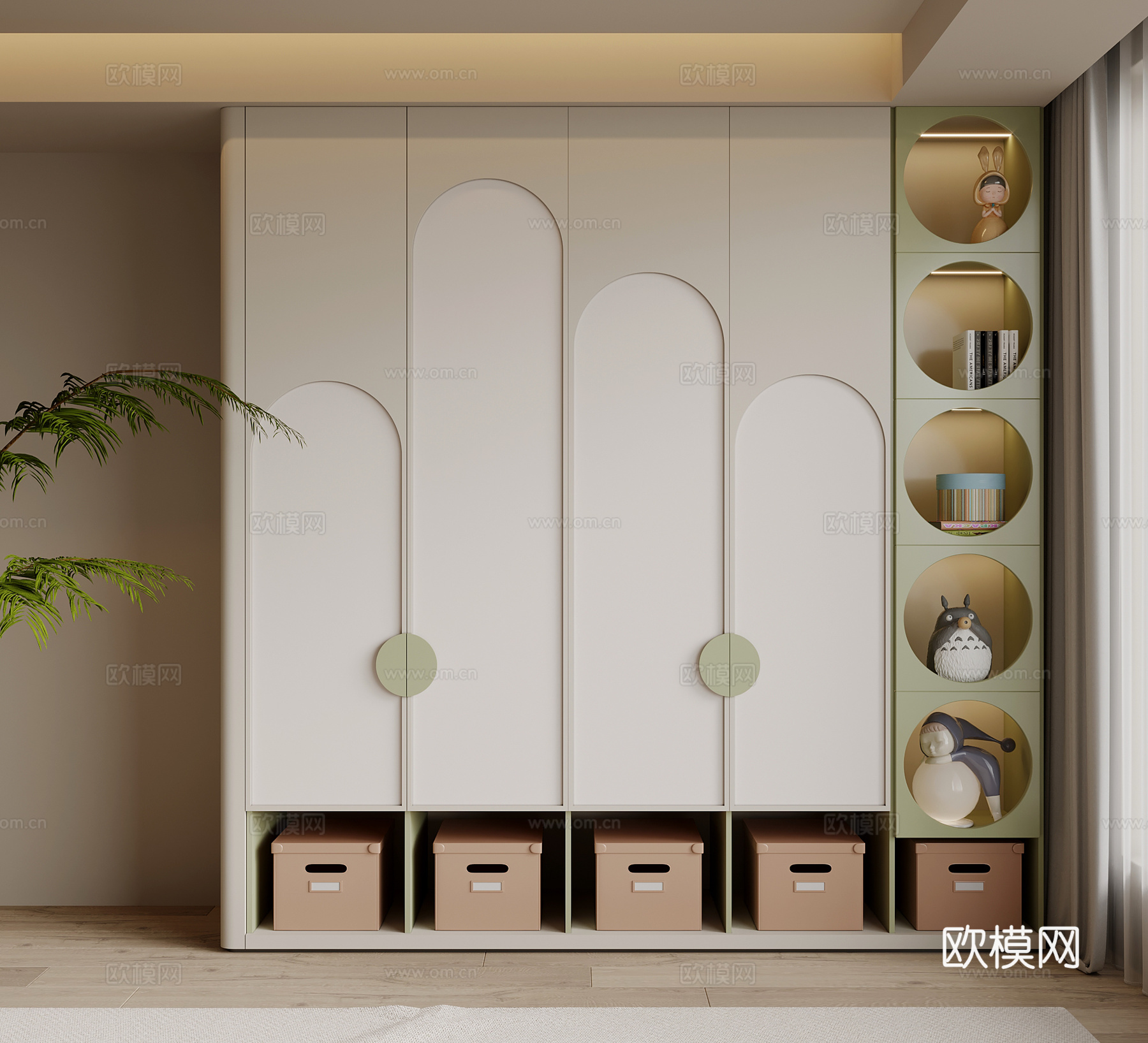 现代简约衣柜 儿童房衣柜su模型