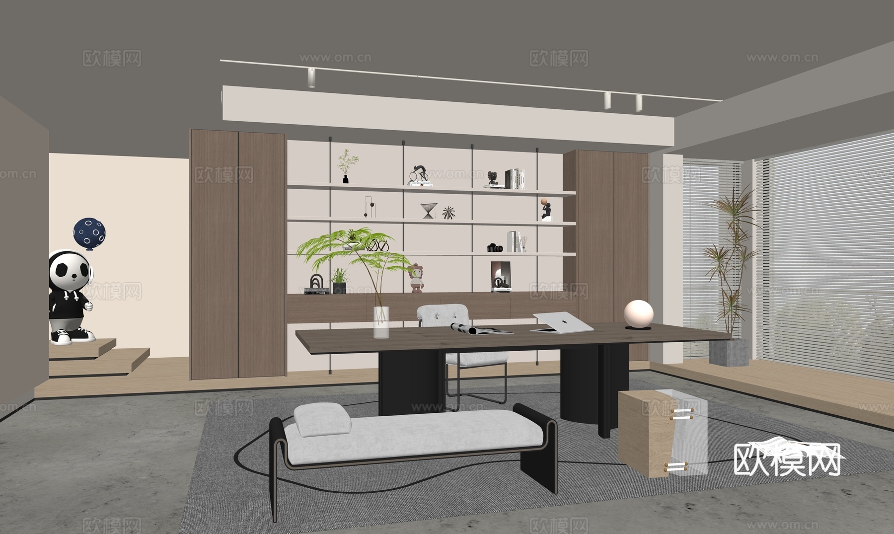 现代网红书房su模型