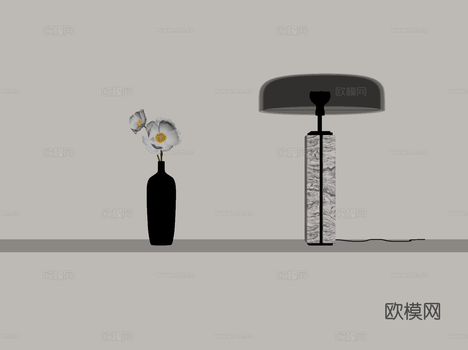 现代意式台灯su模型