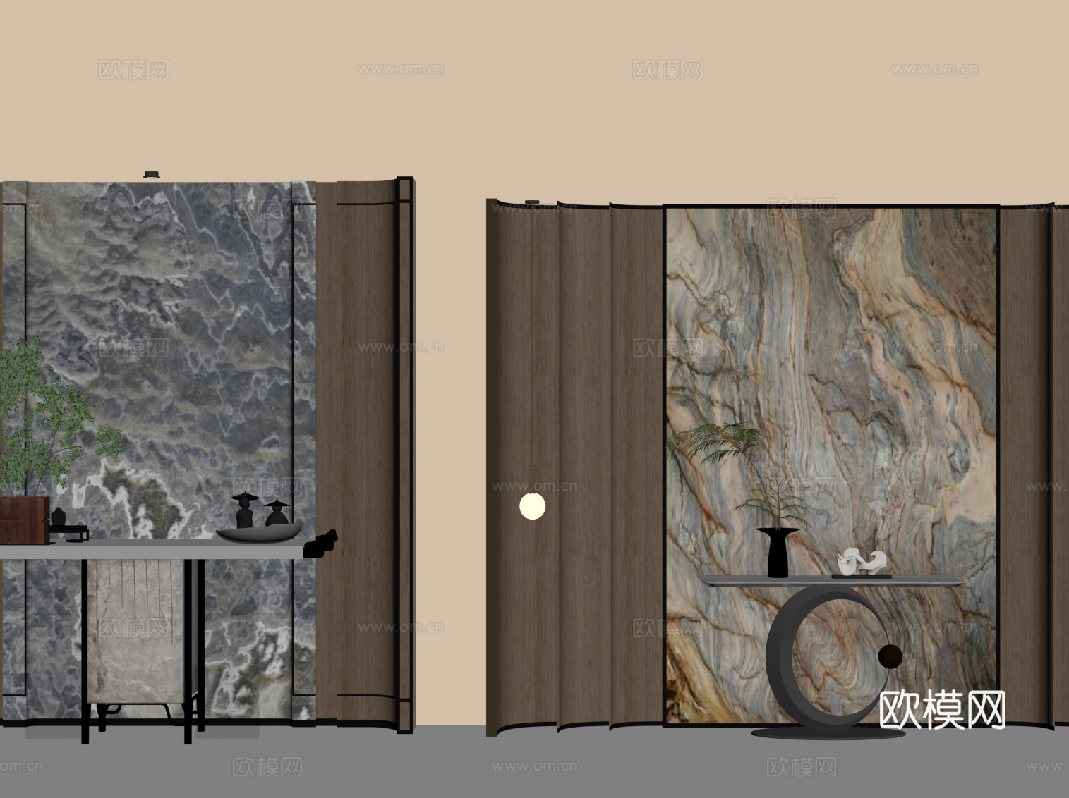 中古风玄关台 端景台su模型