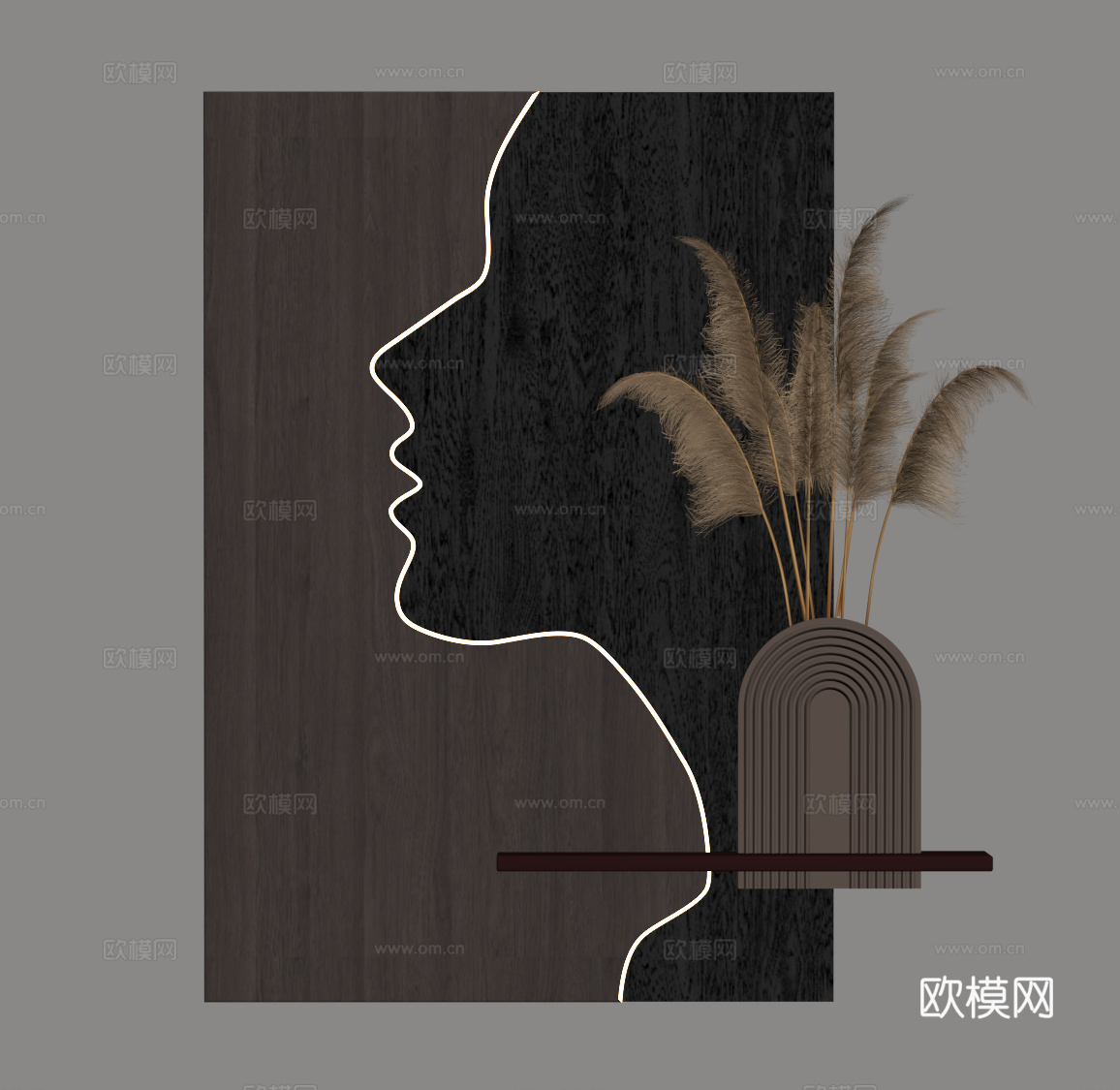 现代意式墙饰su模型