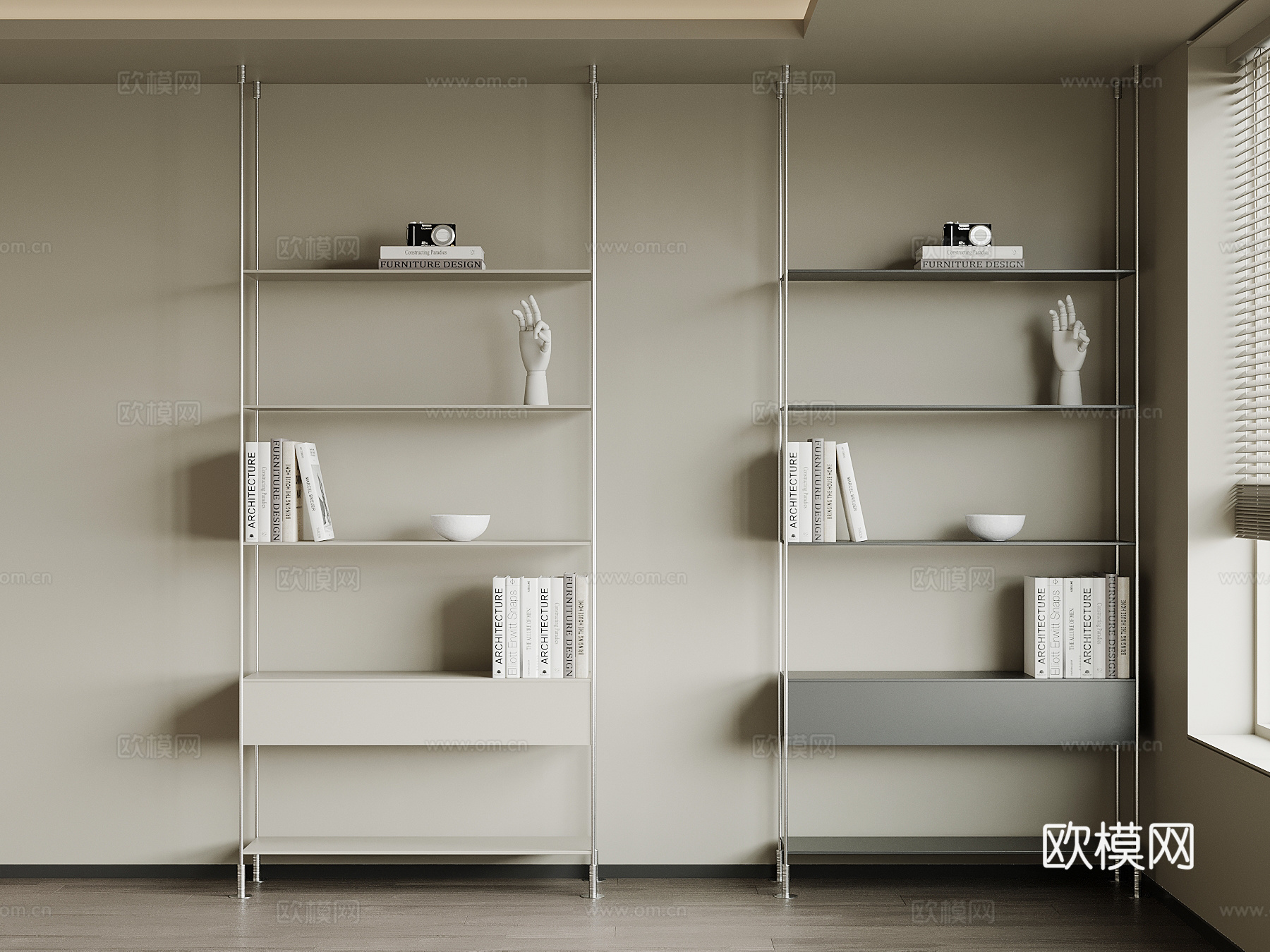 现代书架 置物架su模型