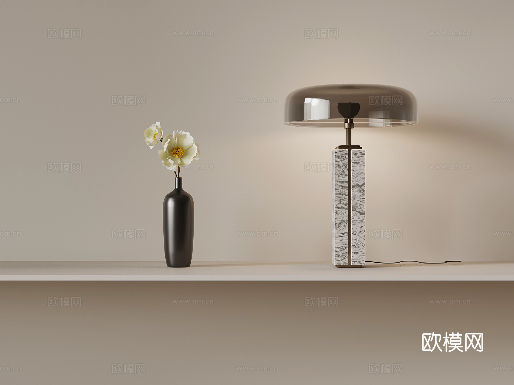 现代意式台灯su模型