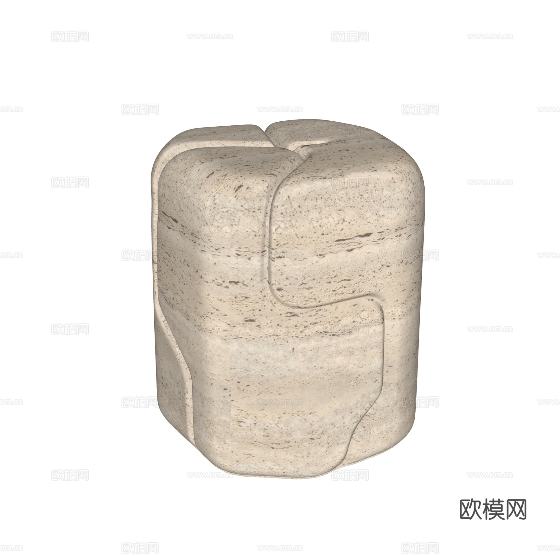 异形石材矮墩 边几su模型