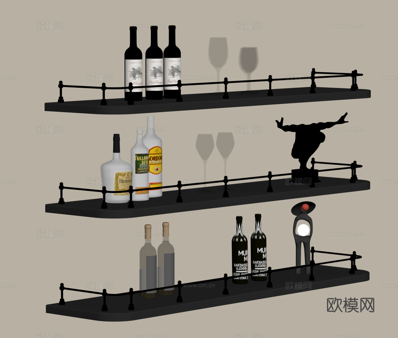 现代酒架 置物架su模型