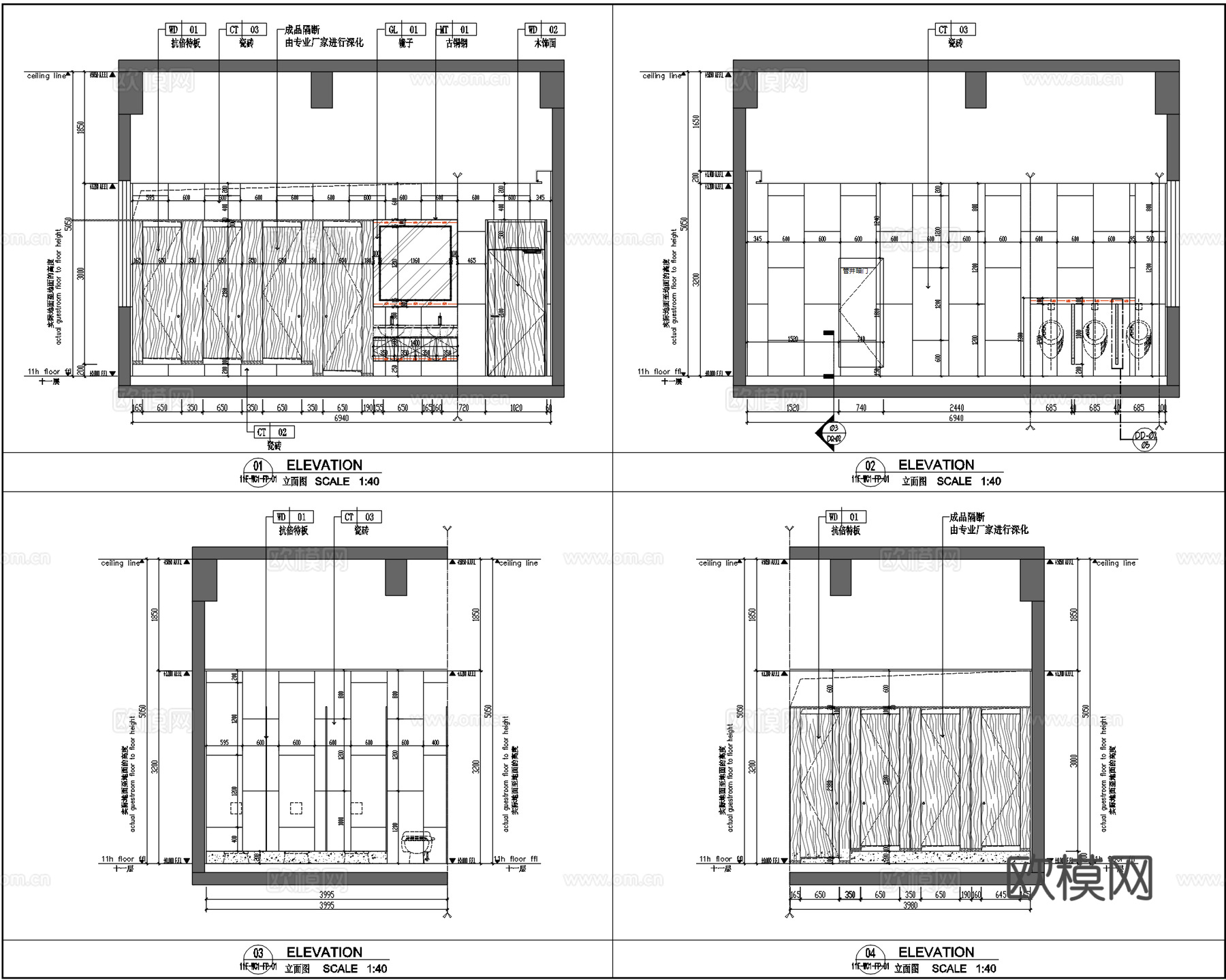 工装公共卫生间施工图，办公室卫生间，办公楼卫生间，商场卫生间cad施工图