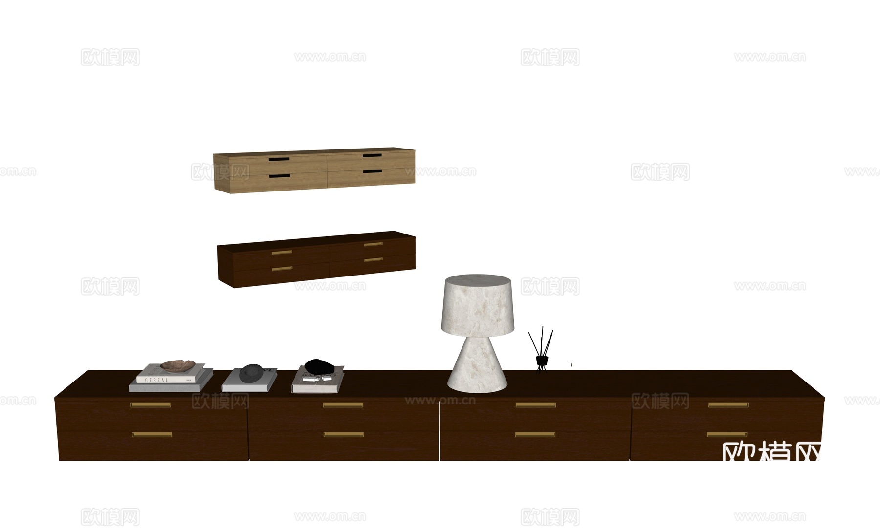 现代真皮悬浮电视柜su模型