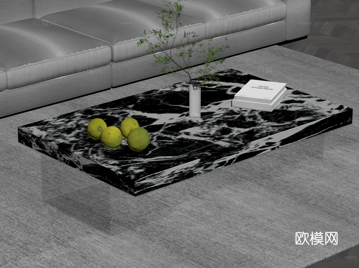 现代茶几 大理石茶几su模型