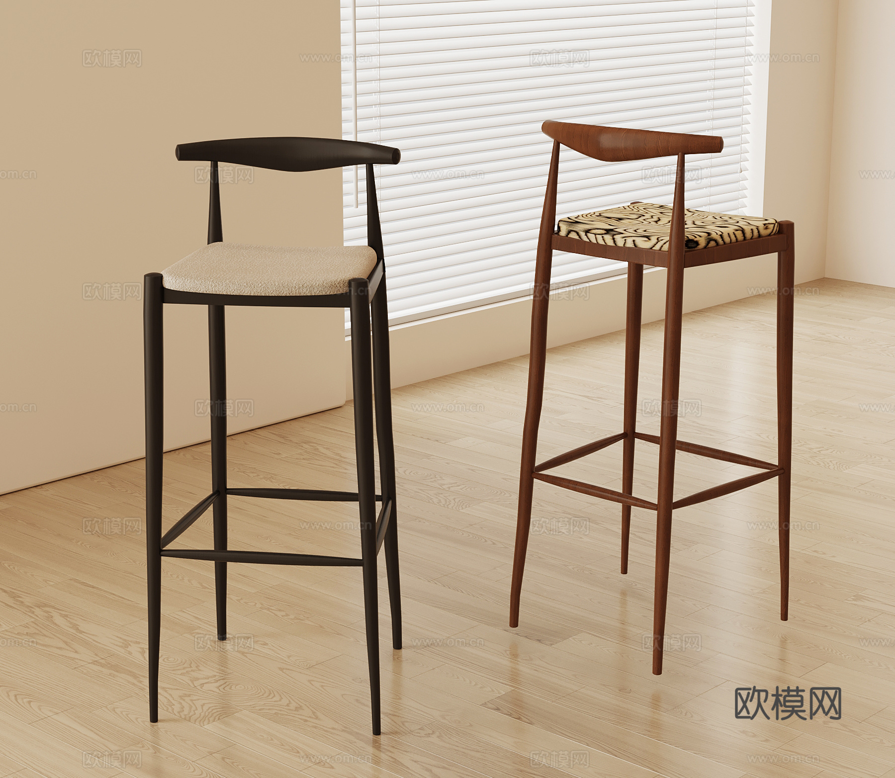 法式中古吧椅 吧凳su模型