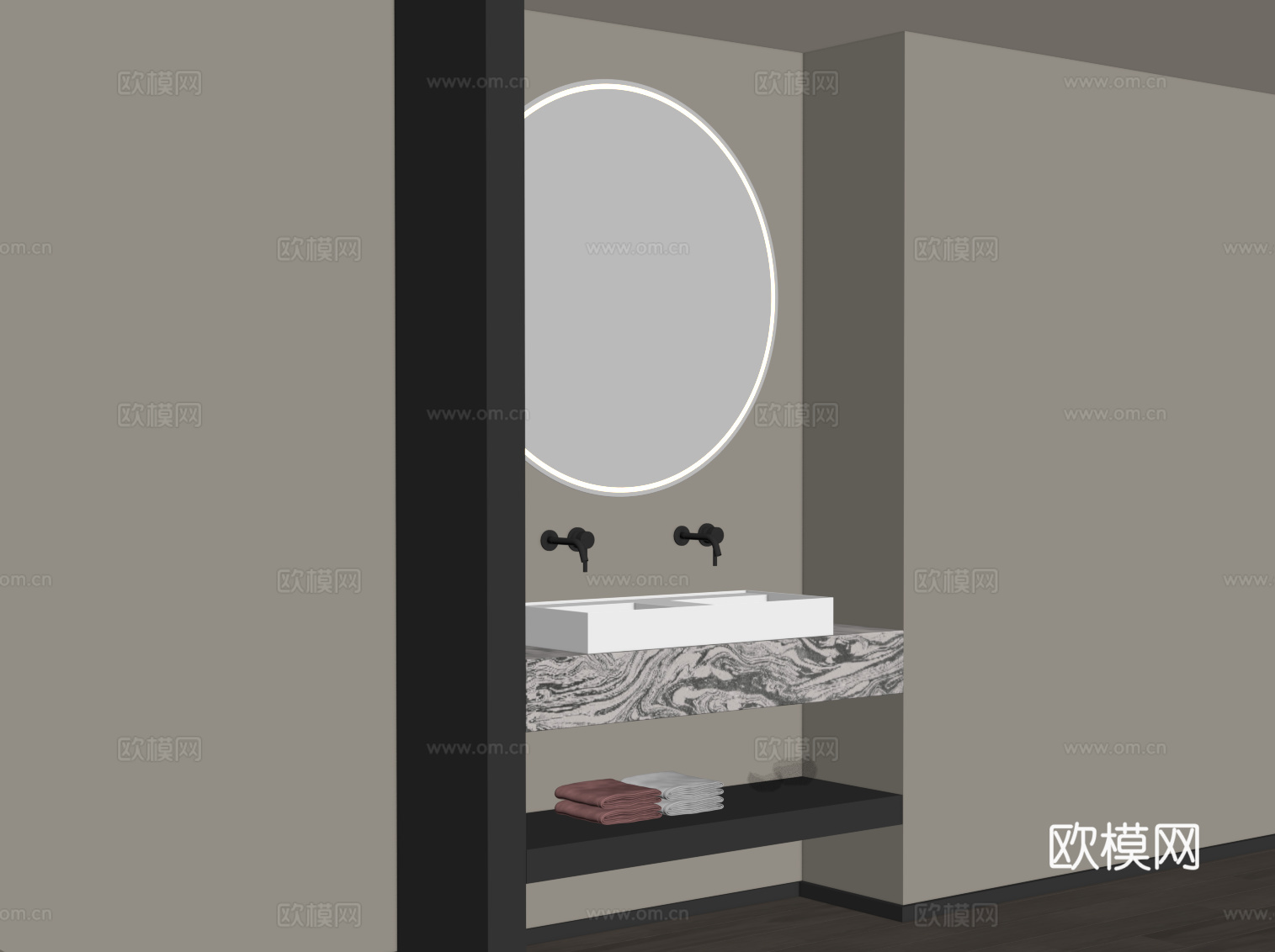 现代洗手台 干区su模型