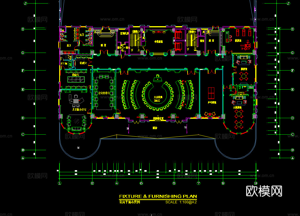 15套会议室报告厅平面设计方案CADcad施工图