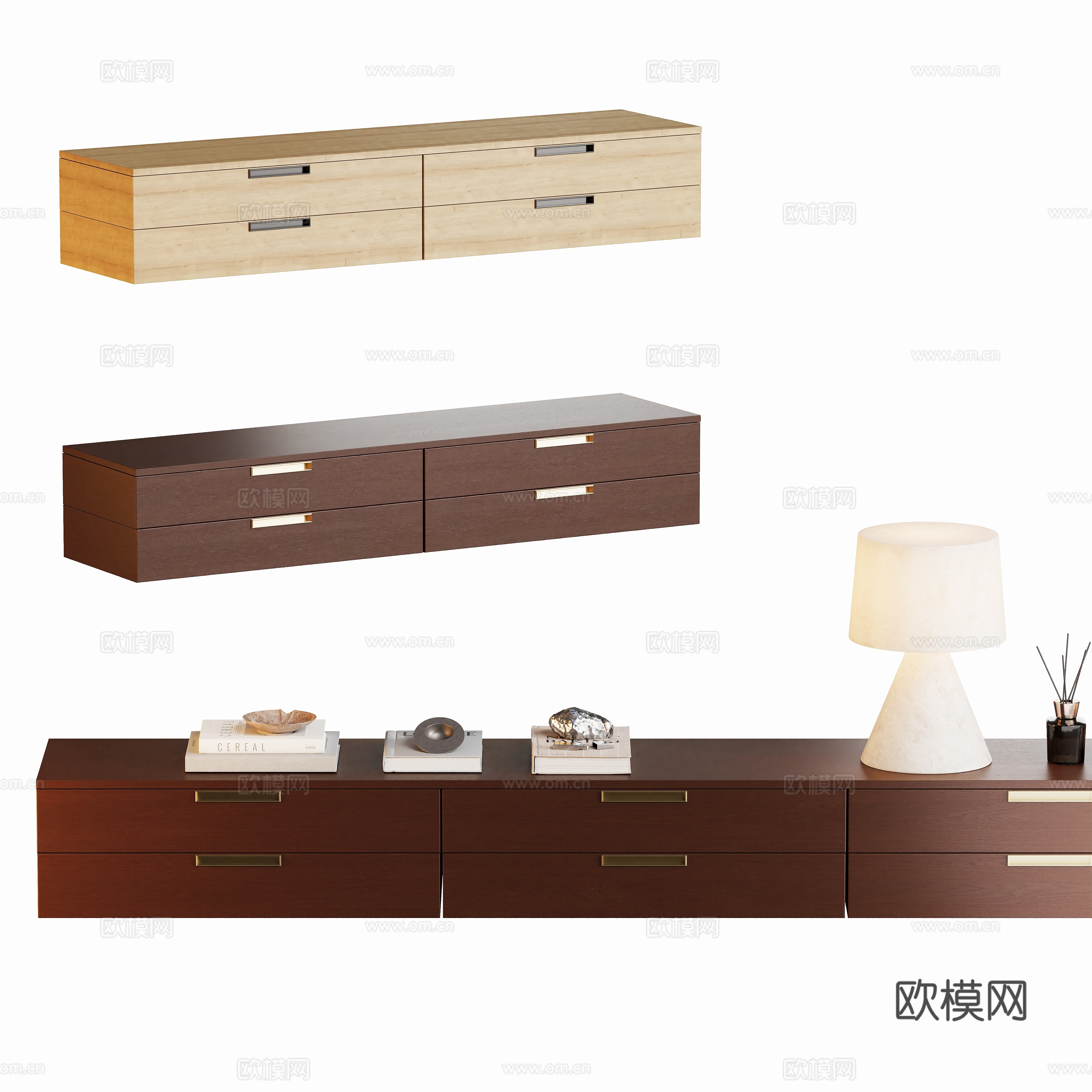 现代真皮悬浮电视柜su模型