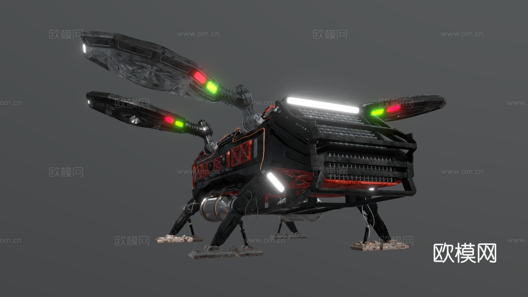 现代五人机 货运无人机 科技感无人机 五人机su模型