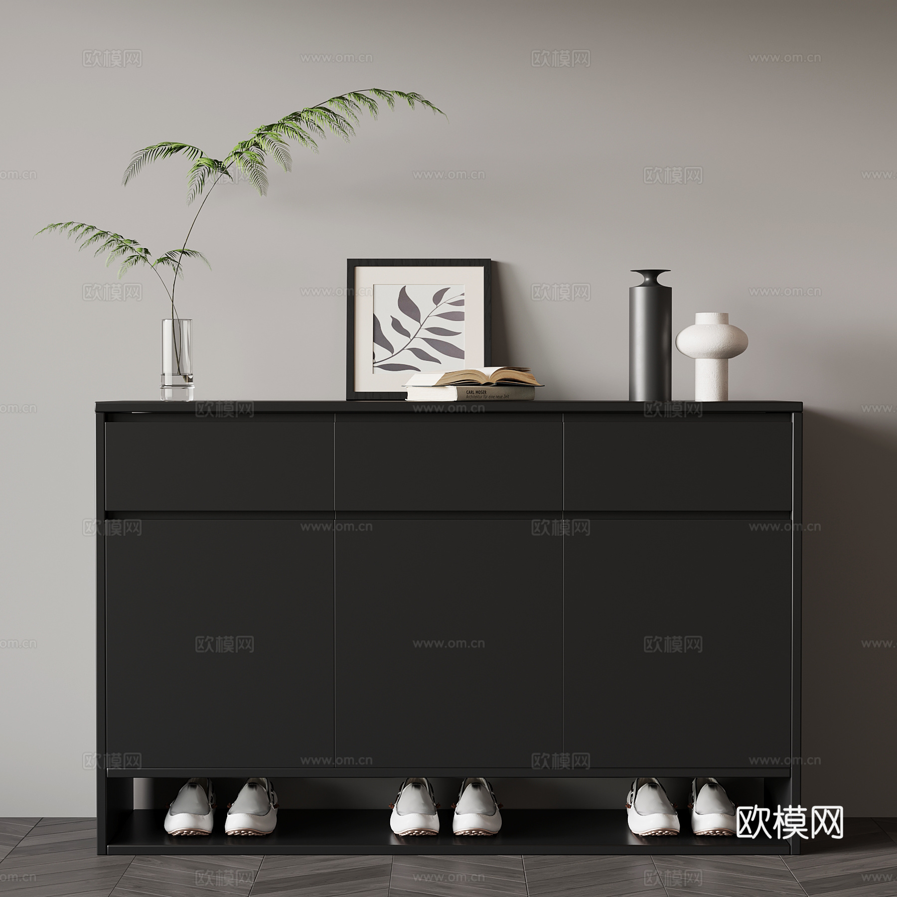 现代意式鞋柜 玄关柜su模型