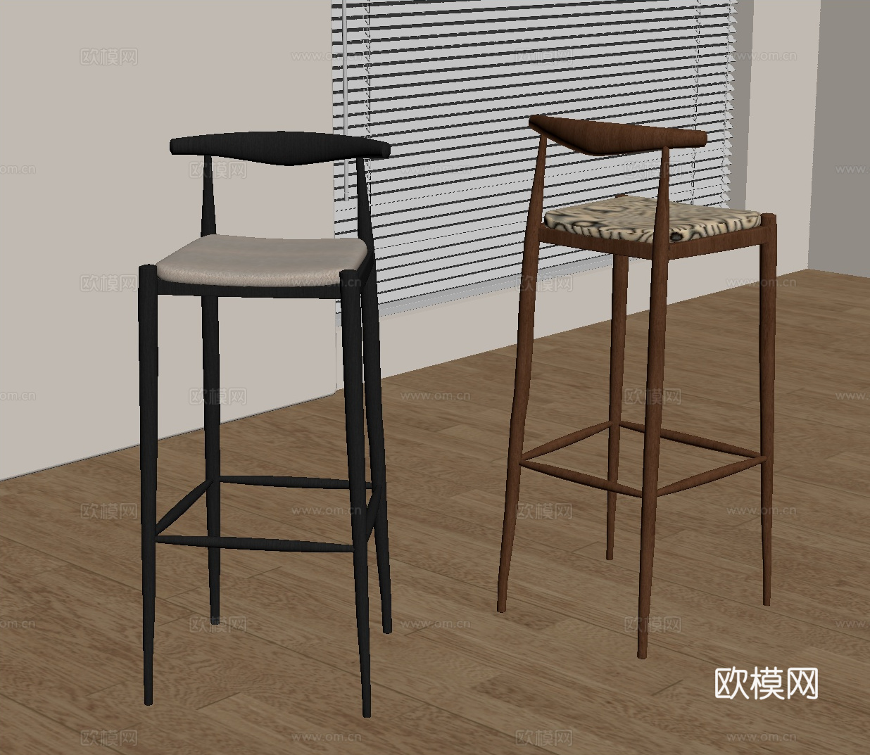 法式中古吧椅 吧凳su模型