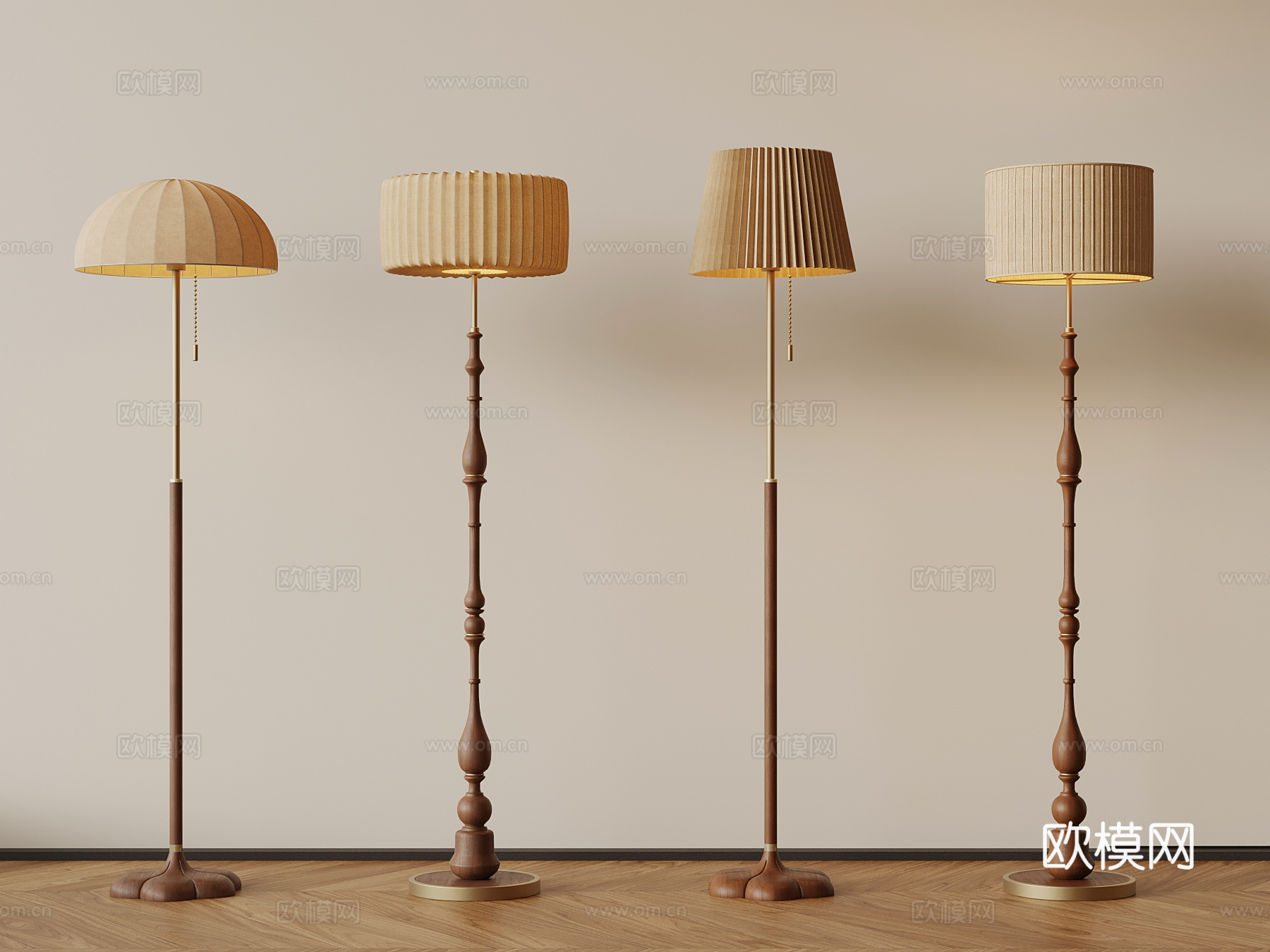 法式中古风落地灯su模型