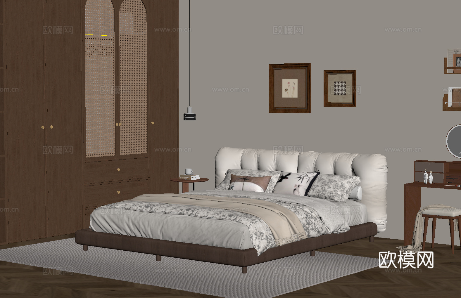 中古风卧室su模型