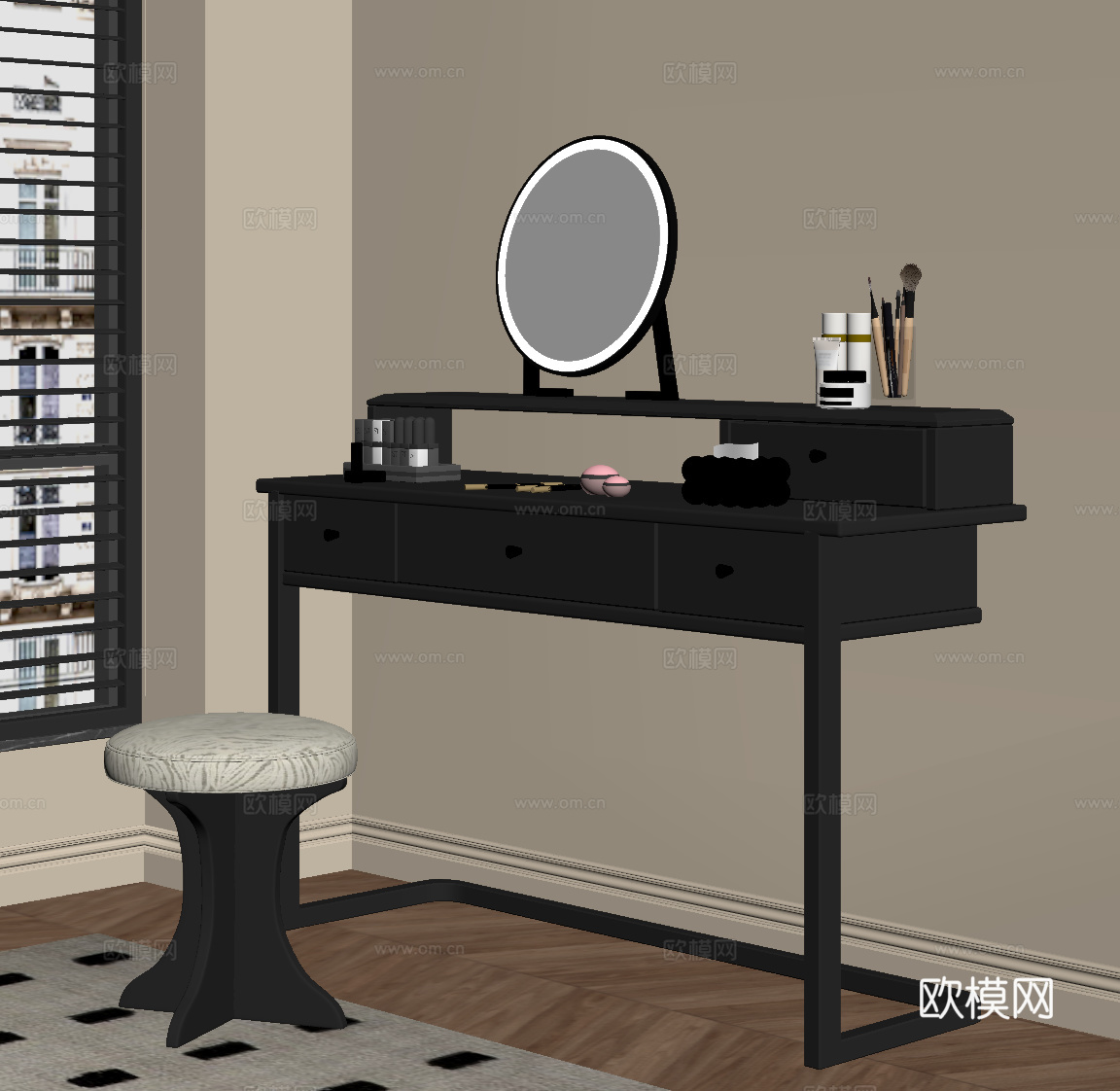 法式复古梳妆台su模型