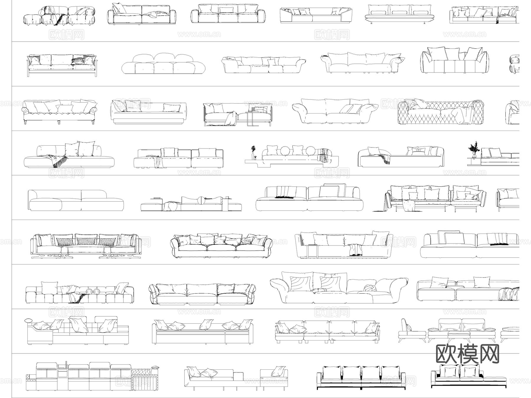 沙发 单人沙发 双人沙发 沙发椅 弧形沙发cad施工图