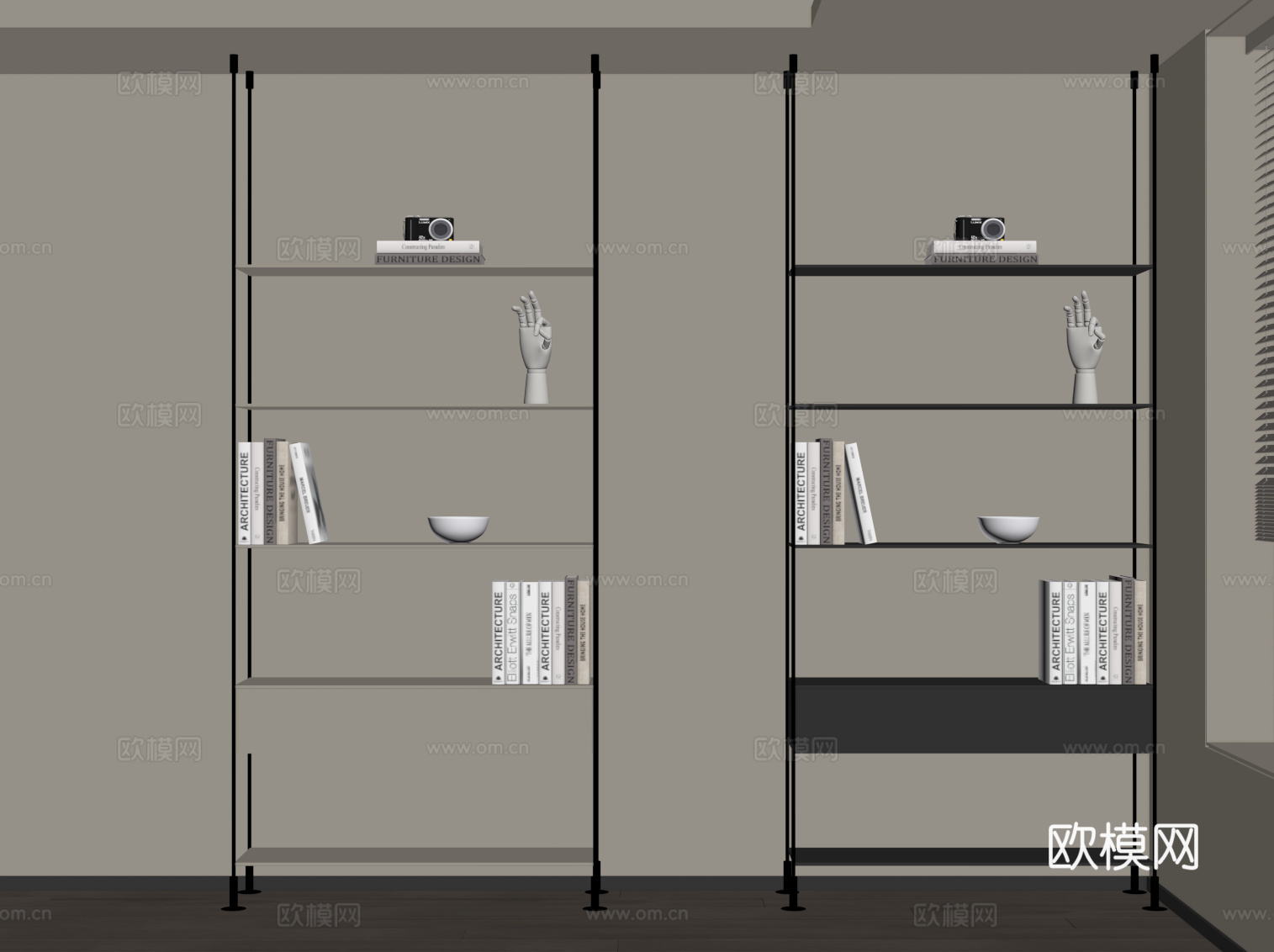 现代书架 置物架su模型