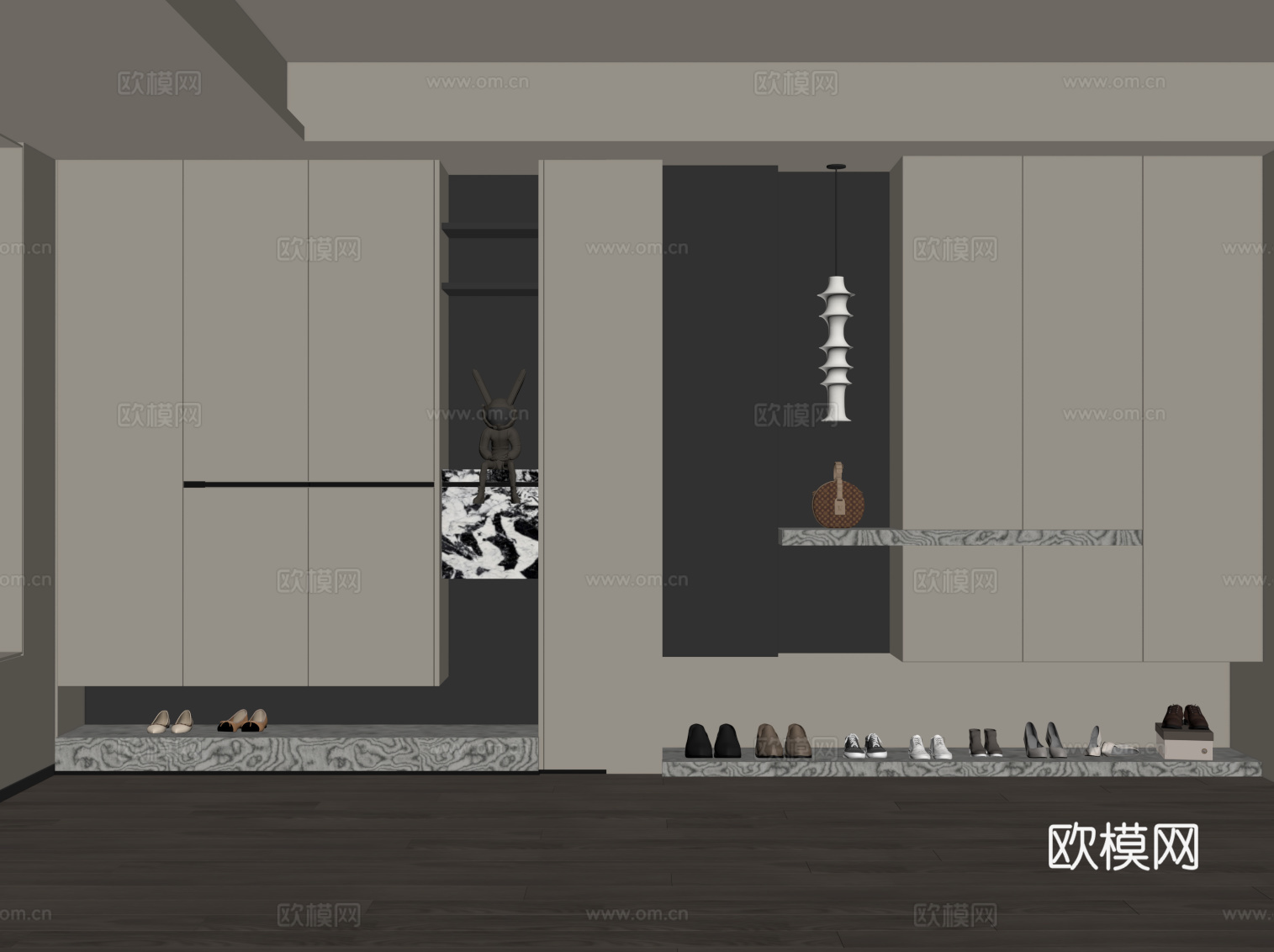 现代鞋柜 入户玄关柜su模型