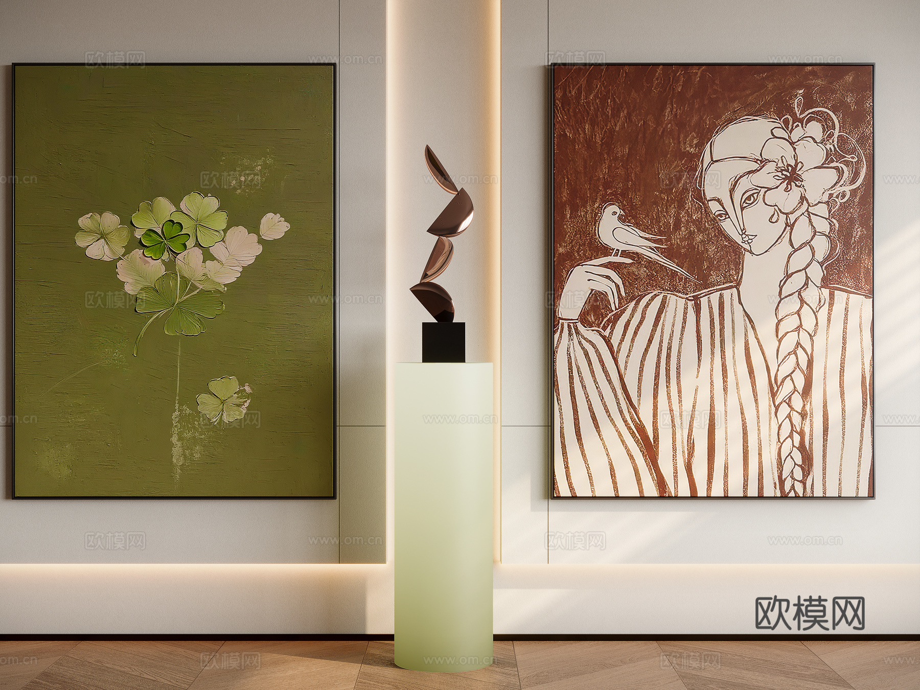 现代奶油装饰挂画su模型