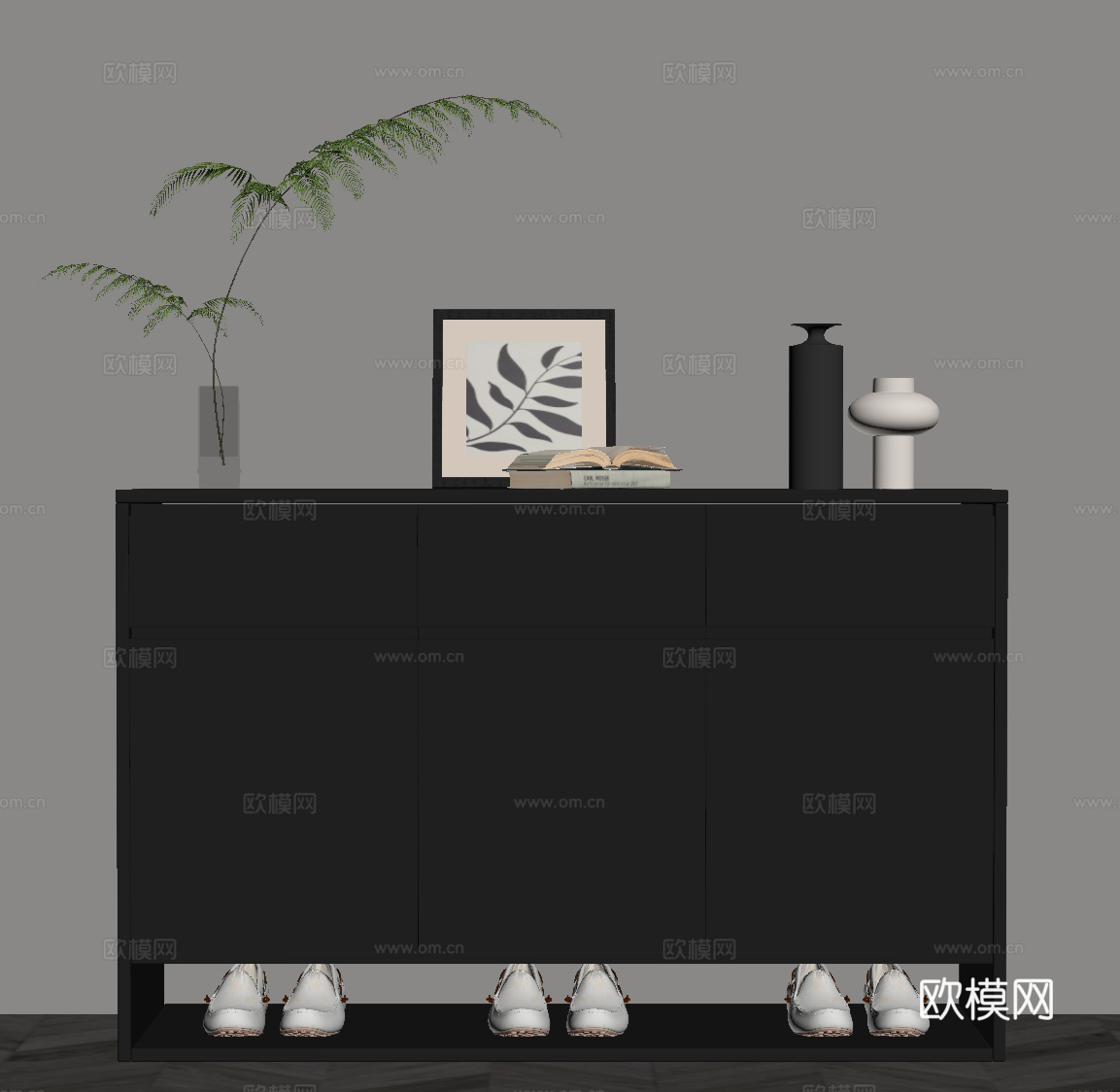 现代意式鞋柜 玄关柜su模型