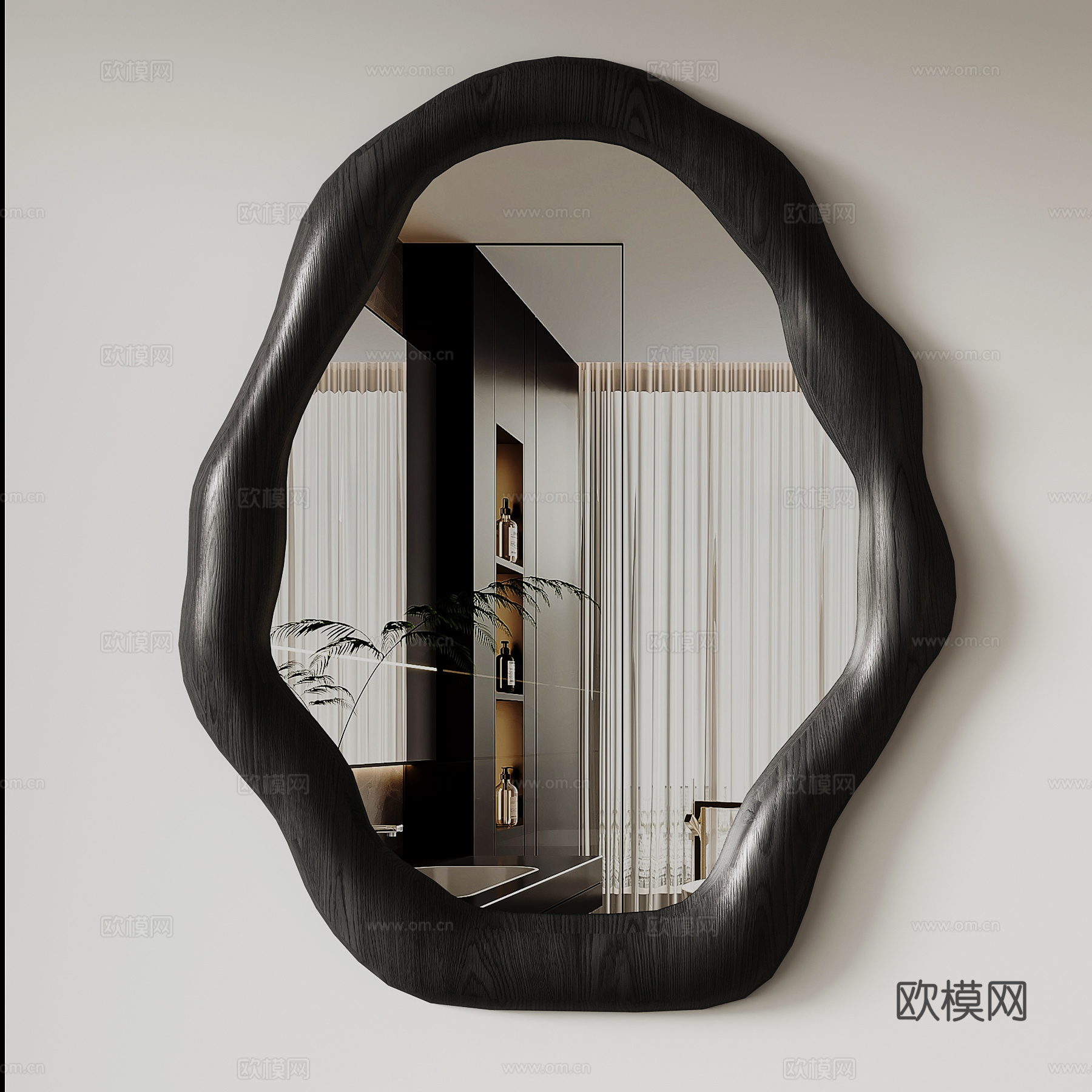 现代意式镜子 化妆镜 梳妆镜su模型