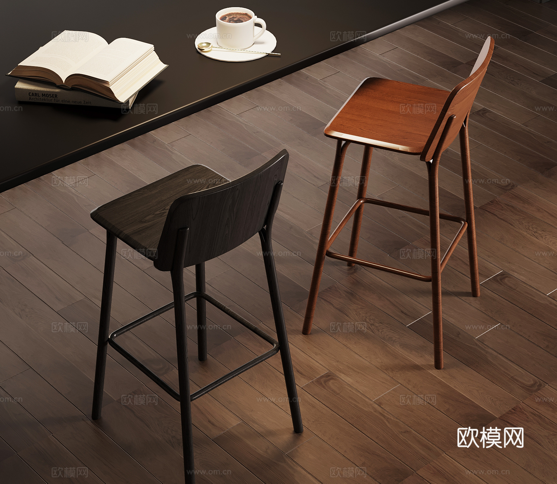 法式中古吧椅 吧凳su模型