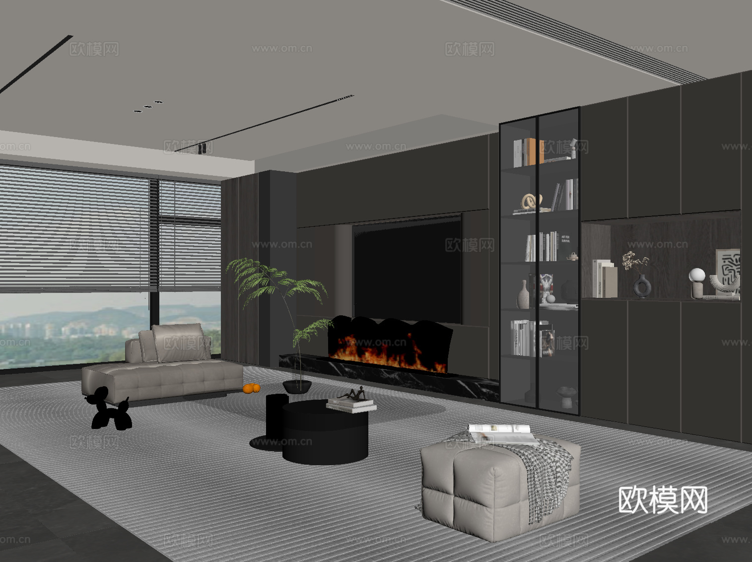 意式客厅su模型