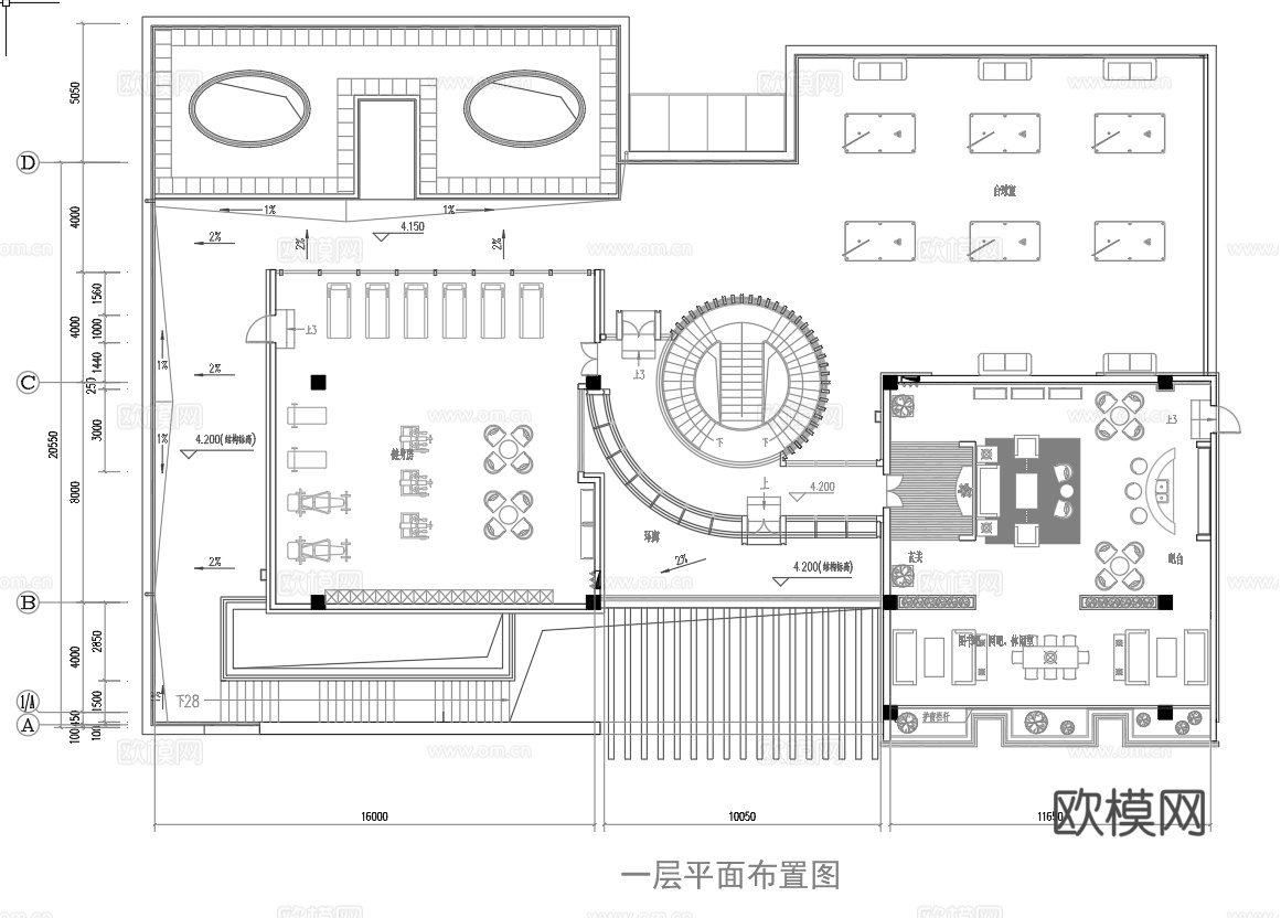 两层台球室 最新平面施工图合集cad施工图