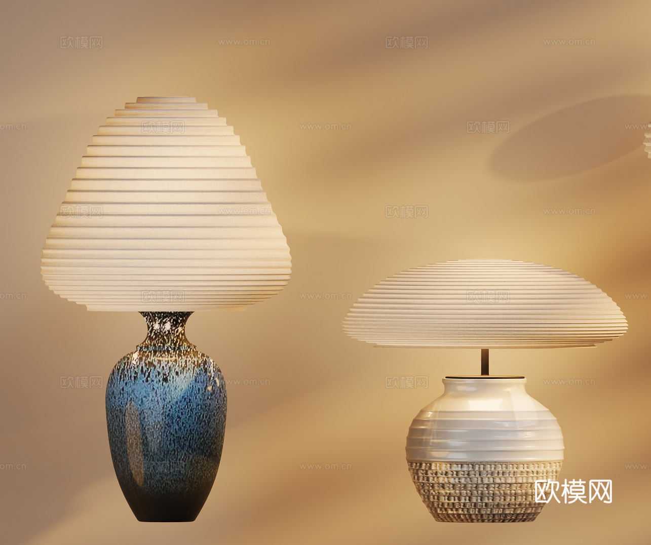 中古侘寂台灯落地灯su模型