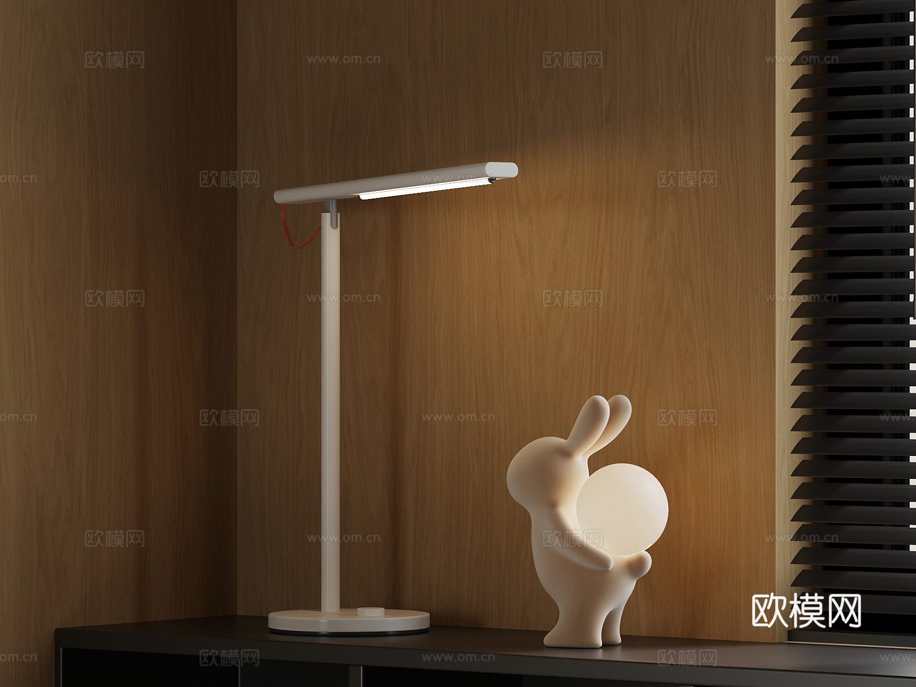 现代极简台灯 条形台灯su模型