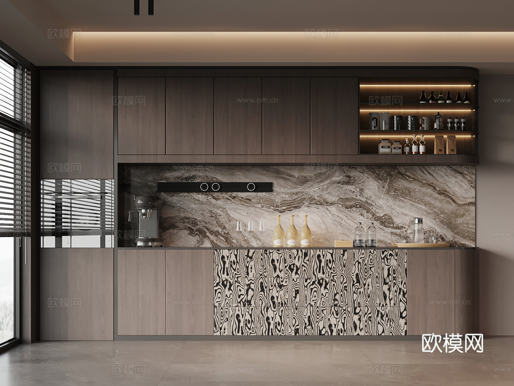 意式备餐柜su模型