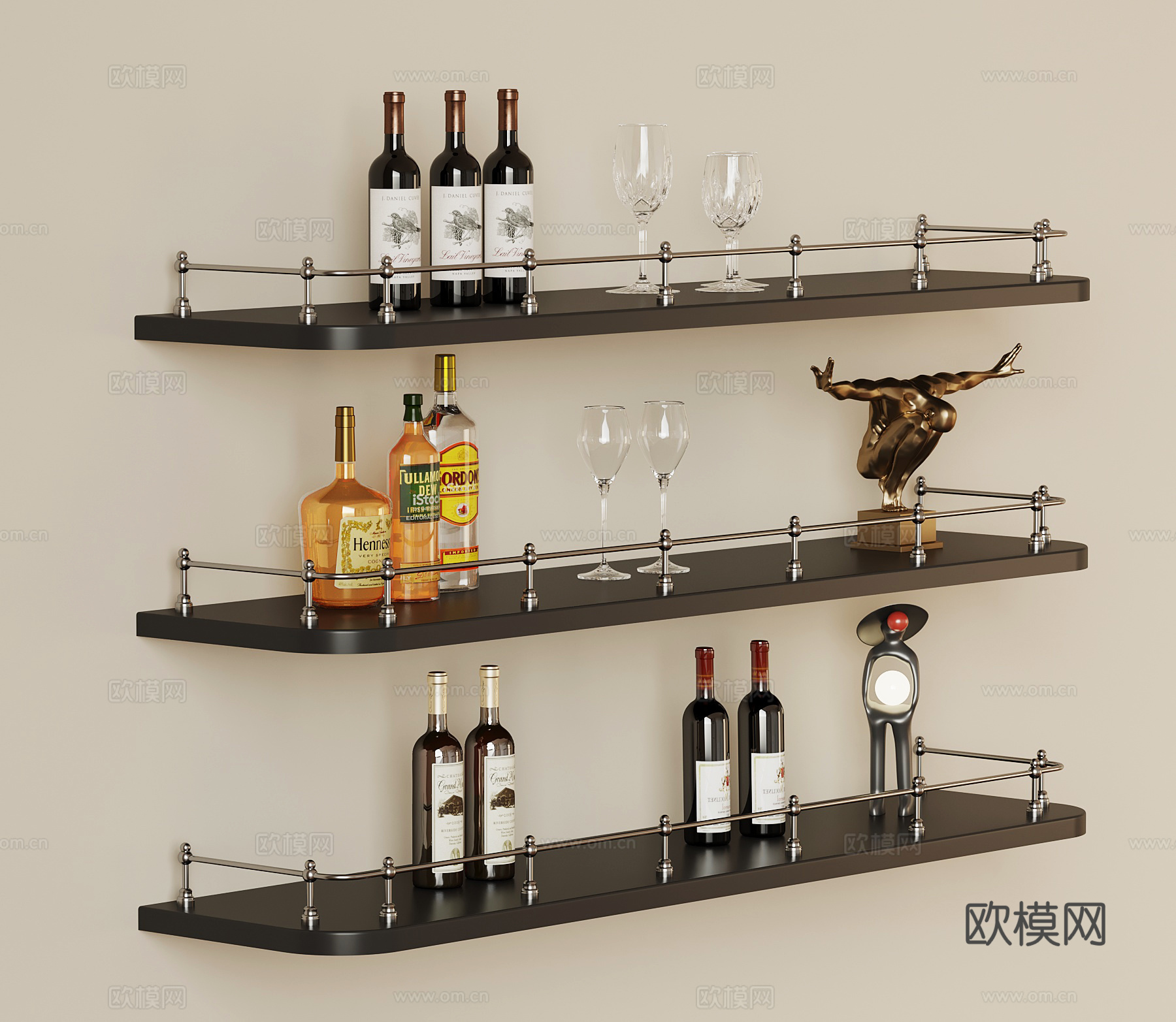 现代酒架 置物架su模型
