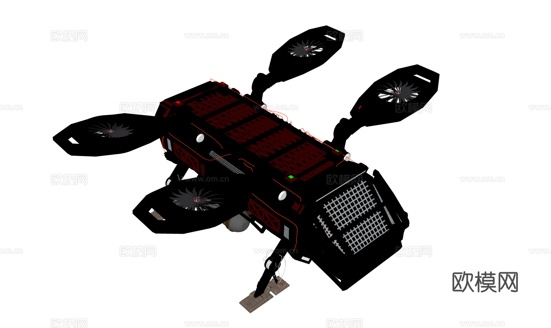 现代五人机 货运无人机 科技感无人机 五人机su模型