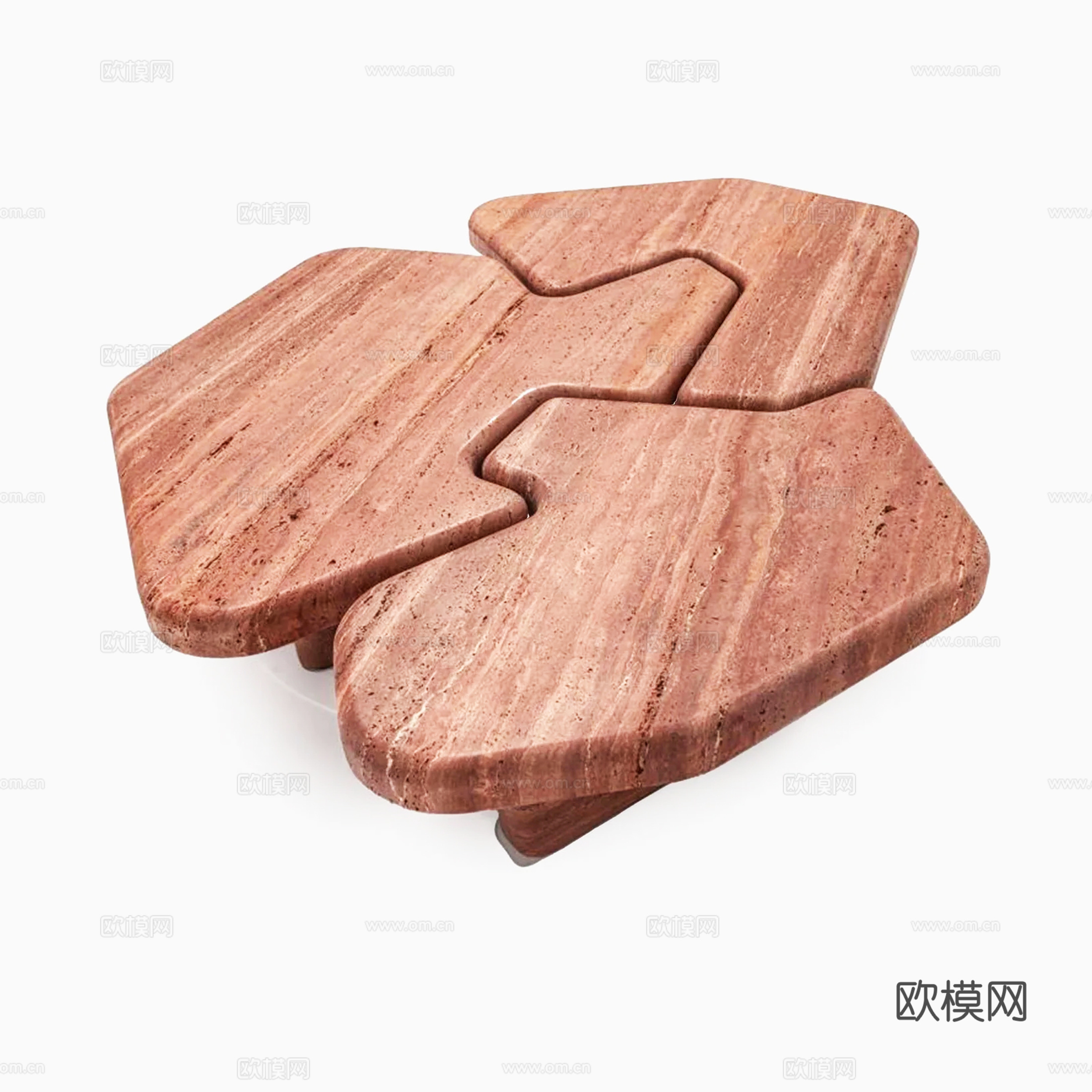 中古风异形石材茶几su模型