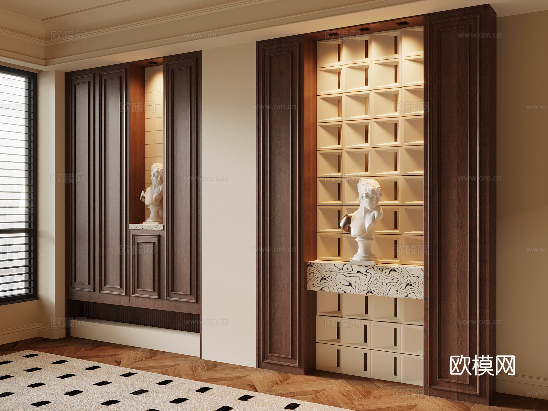 中古风隔断su模型