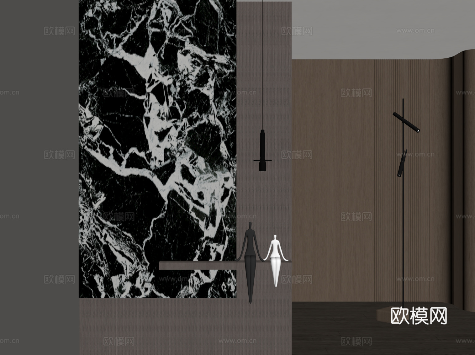 意式玄关 入户装饰隔断su模型