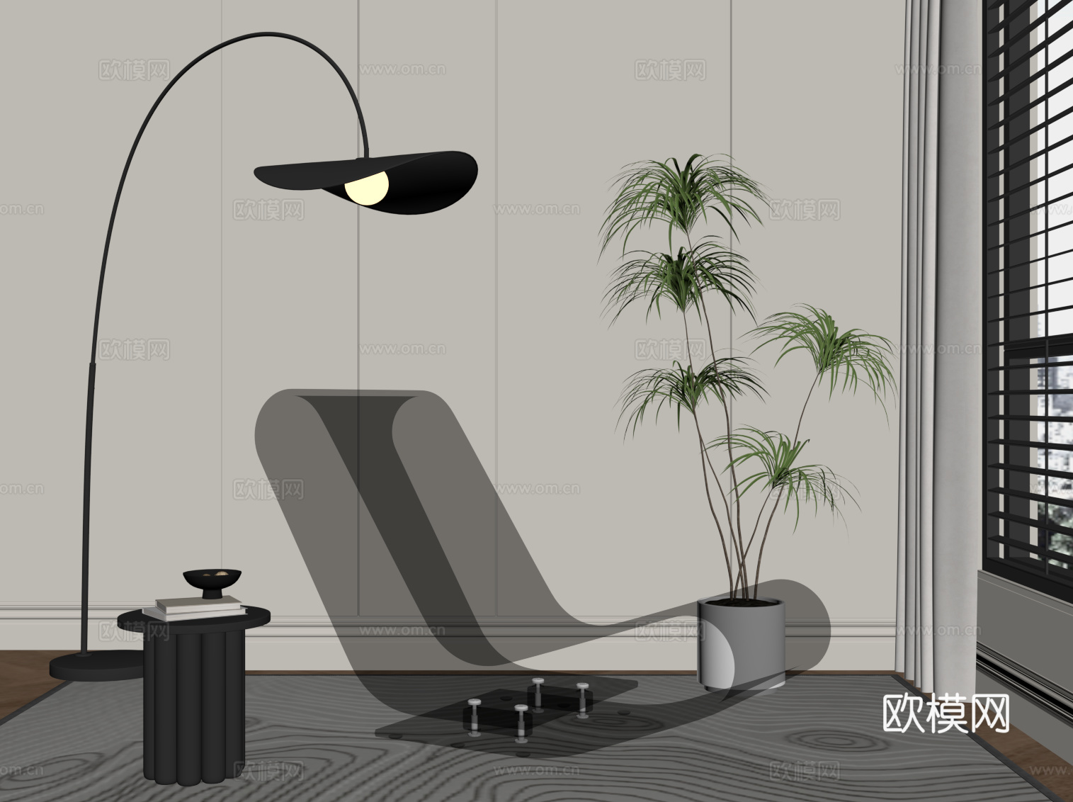 现代躺椅 玻璃椅su模型