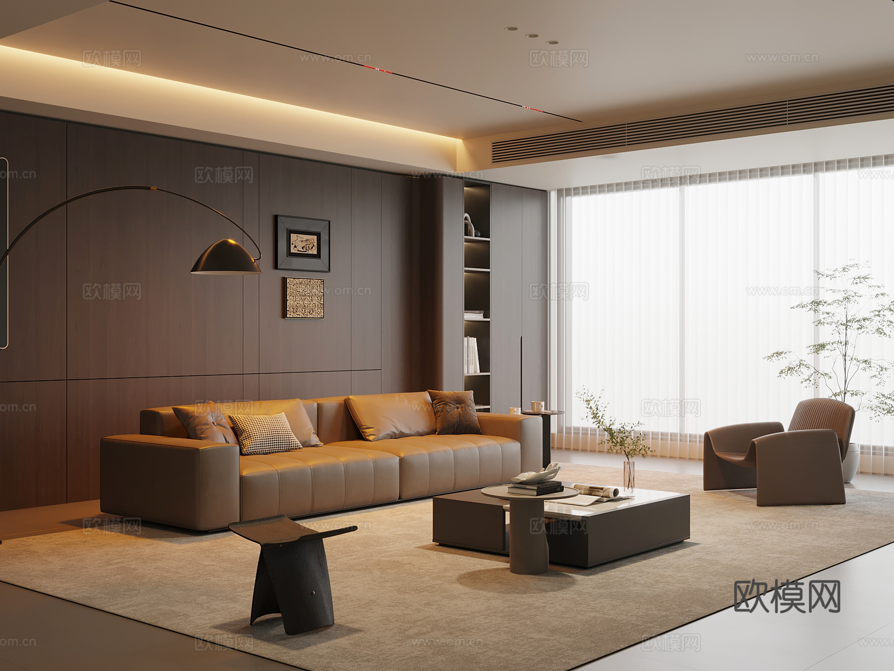 现代意式客厅su模型