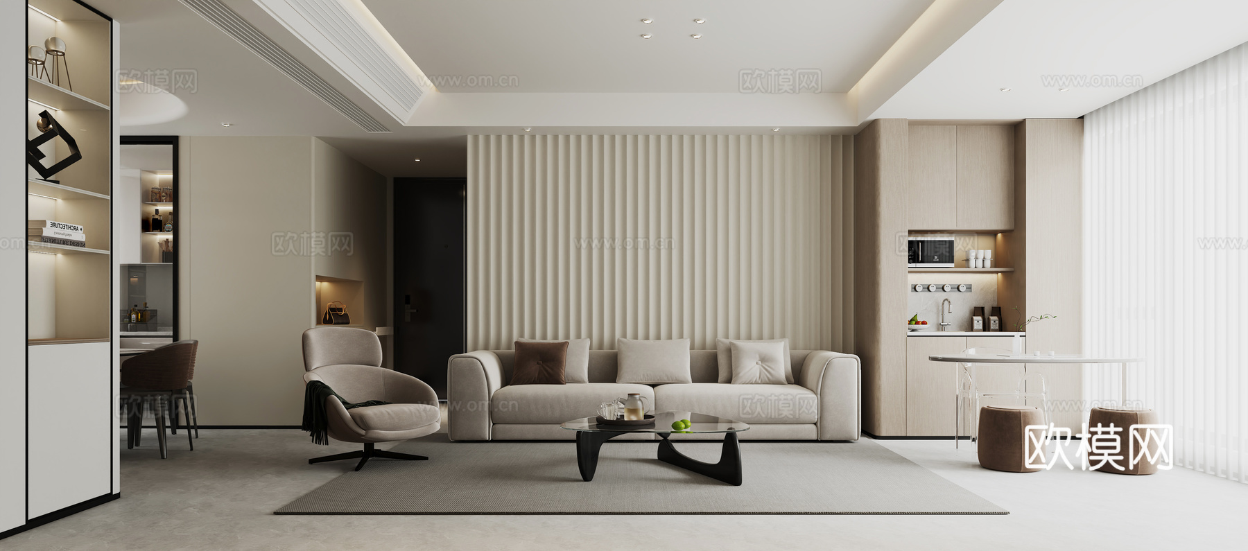 现代简约客餐厅3d模型下载