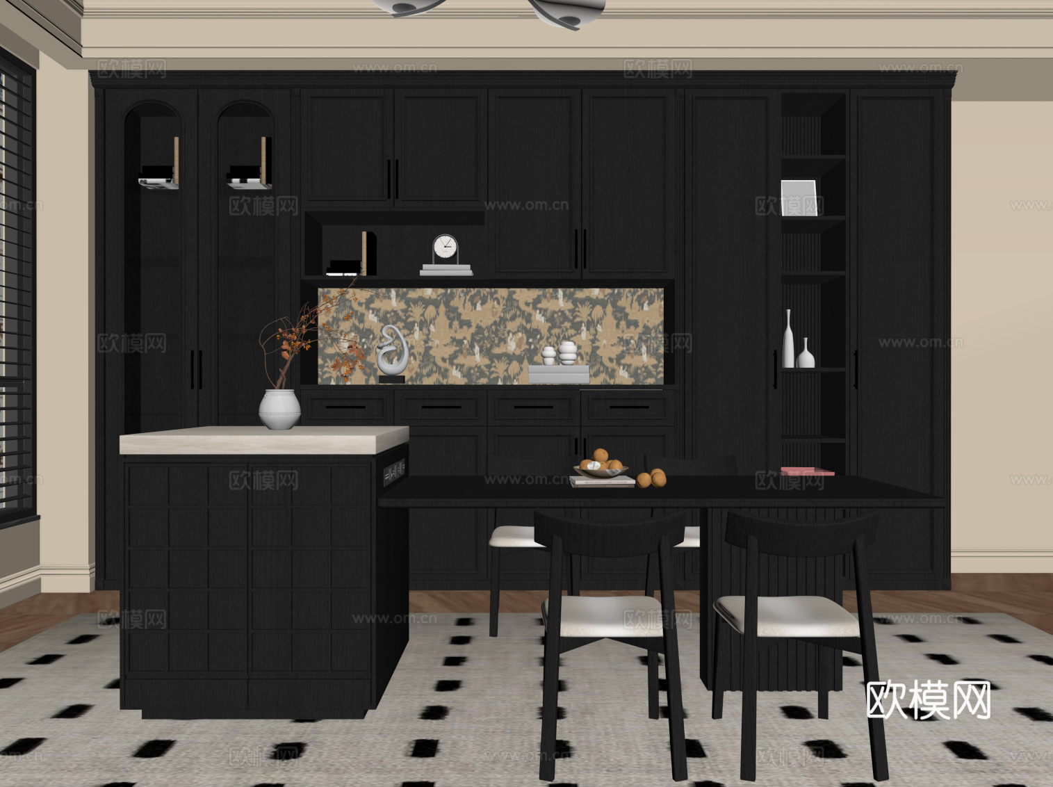 法式餐厅su模型