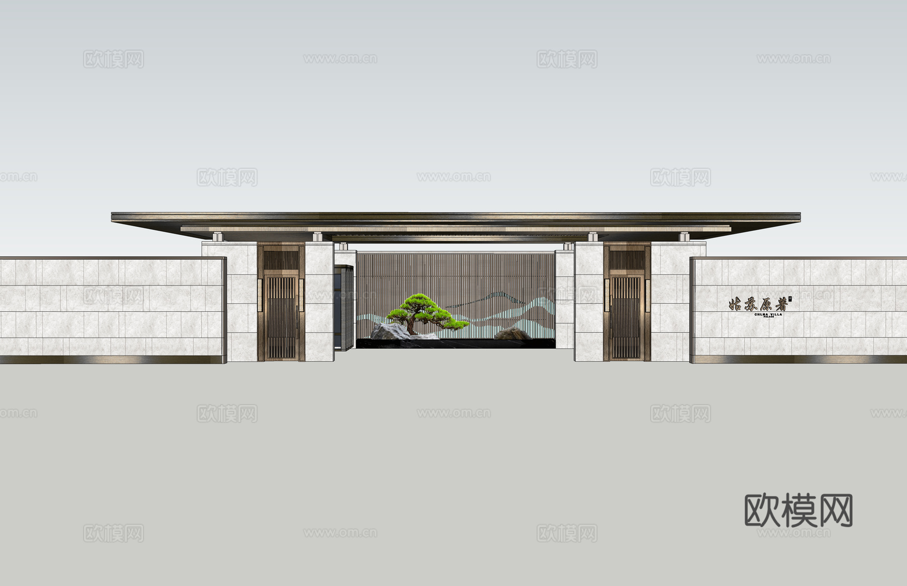 小区 入口 景观 大门 出入口 地产 工装 示范区 房地产su模型
