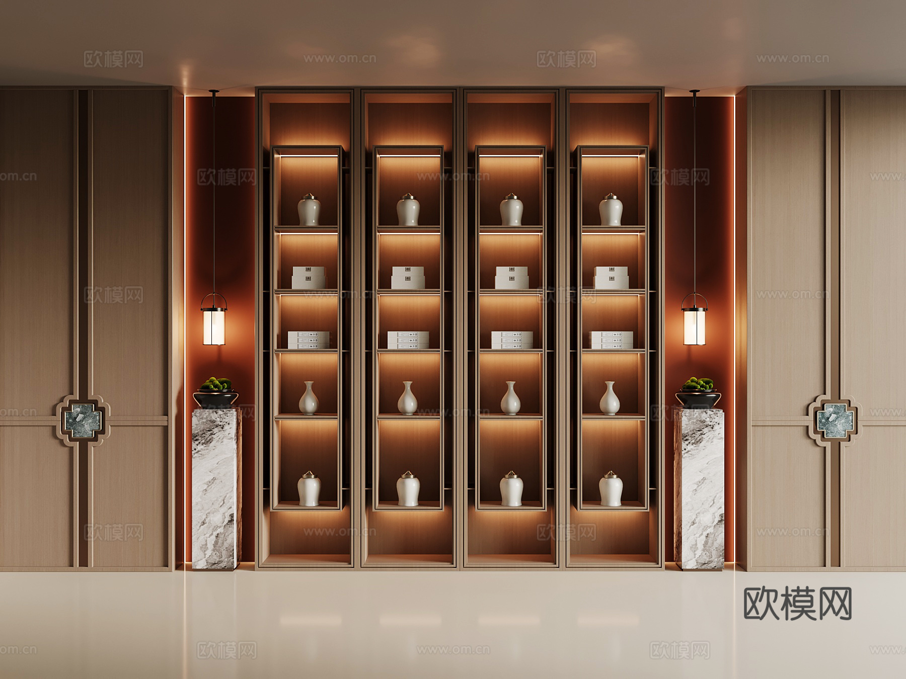 现代书柜 茶叶柜su模型