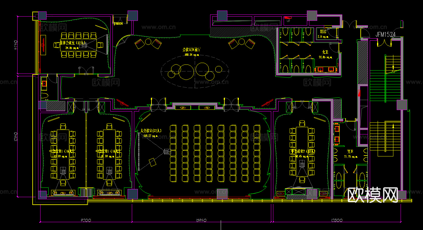 15套会议室报告厅平面设计方案CADcad施工图