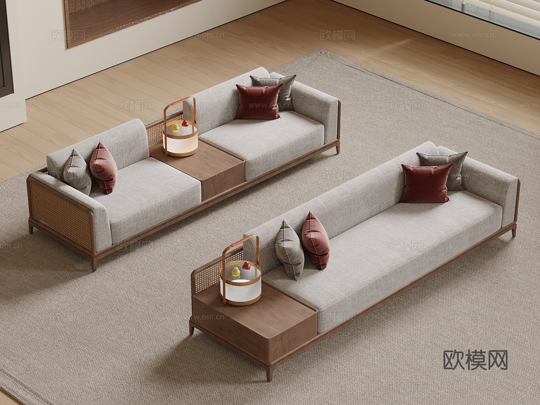 新中式沙发su模型